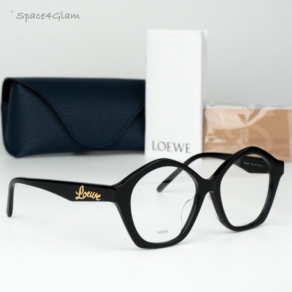 Loewe Women Eyeglasses Black Demo Round LW50053F CURVY 001 NEW AUTHENTIC - Picture 1 of 7